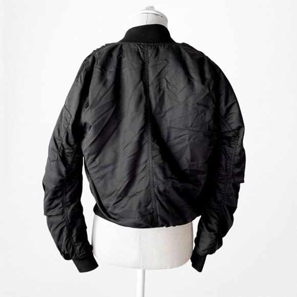 Topshop Zipper Detail Puffy Black Bomber Jacket Size XS - Picture 7 of 8